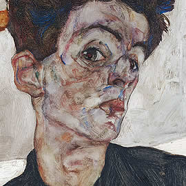 Egon Schiele Self-Portrait with Physalis 1912 - detail